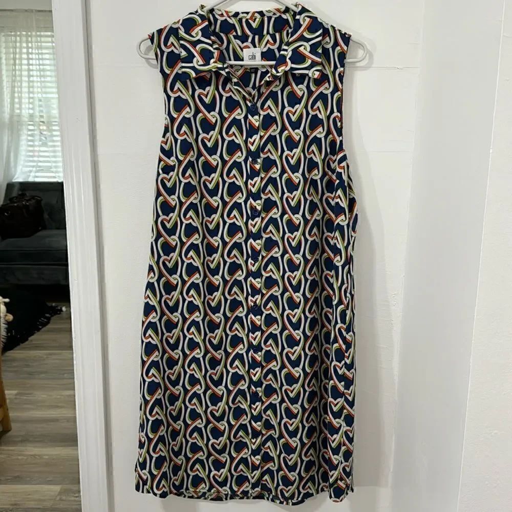 Cabi HEART PRINT MULTICOLOR  MIDI DRESS SIZE M - Picture 3 of 13